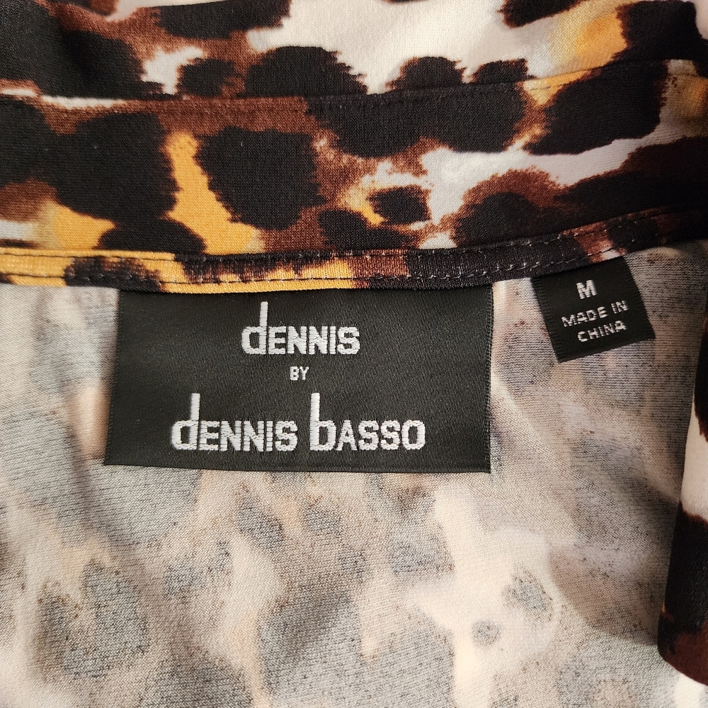 Dennis Basso Dress Leapard Print Faux Wrap Stretchy Long Sleeve V-Neck G… - Picture 12 of 12